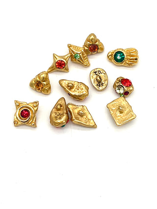 Mixed Set of Vintage Todd Oldham 24kt Gold-Plated Swarovski Crystal Buttons – Signed & Dated 1994/1995