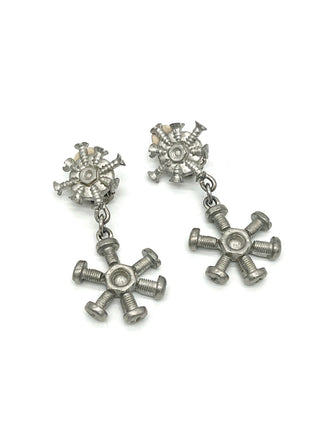 Vintage Spring 1994 Dreams Collection Silver Screw Drop Earrings – Surreal Hardware Design
