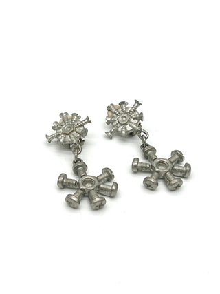 Vintage Spring 1994 Dreams Collection Silver Screw Drop Earrings – Surreal Hardware Design