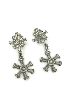 Vintage Spring 1994 Dreams Collection Silver Screw Drop Earrings – Surreal Hardware Design