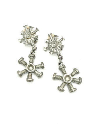 Vintage Spring 1994 Dreams Collection Silver Screw Drop Earrings – Surreal Hardware Design