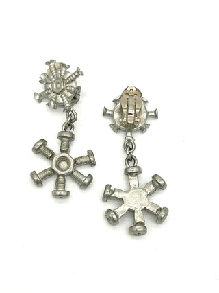 Vintage Spring 1994 Dreams Collection Silver Screw Drop Earrings – Surreal Hardware Design
