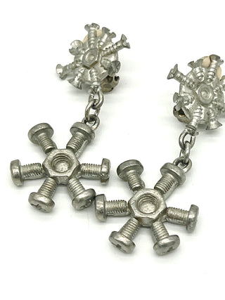 Vintage Spring 1994 Dreams Collection Silver Screw Drop Earrings – Surreal Hardware Design