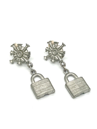 Vintage Todd Oldham Spring 1994 Dreams Collection Padlock Drop Earrings – Surreal Industrial Hardware Design