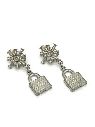 Vintage Todd Oldham Spring 1994 Dreams Collection Padlock Drop Earrings – Surreal Industrial Hardware Design