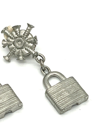 Vintage Todd Oldham Spring 1994 Dreams Collection Padlock Drop Earrings – Surreal Industrial Hardware Design
