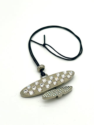 Vintage Todd Oldham Spring 1996 -  Signed & Dated Crystal Disc Pendant Necklace on Silk Cord