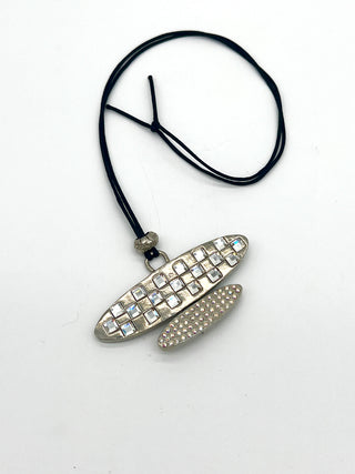 Vintage Todd Oldham Spring 1996 -  Signed & Dated Crystal Disc Pendant Necklace on Silk Cord