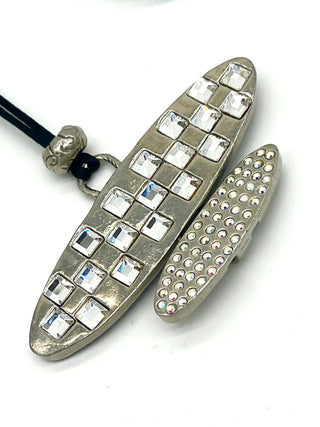 Vintage Todd Oldham Spring 1996 -  Signed & Dated Crystal Disc Pendant Necklace on Silk Cord