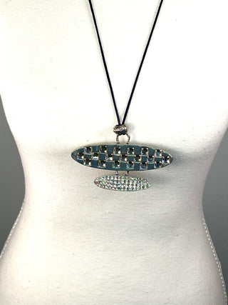Vintage Todd Oldham Spring 1996 -  Signed & Dated Crystal Disc Pendant Necklace on Silk Cord