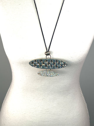 Vintage Todd Oldham Spring 1996 -  Signed & Dated Crystal Disc Pendant Necklace on Silk Cord