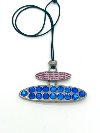 Vintage Todd Oldham Spring 1996 Signed & Dated Crystal Disc Pendant Necklace on Silk Cord