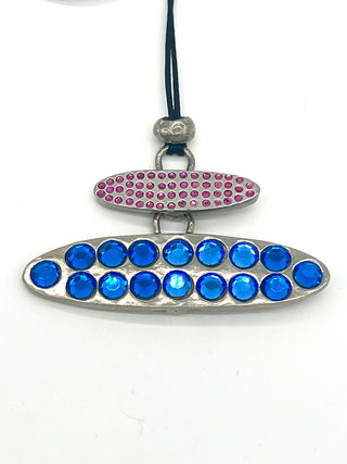 Vintage Todd Oldham Spring 1996 Signed & Dated Crystal Disc Pendant Necklace on Silk Cord