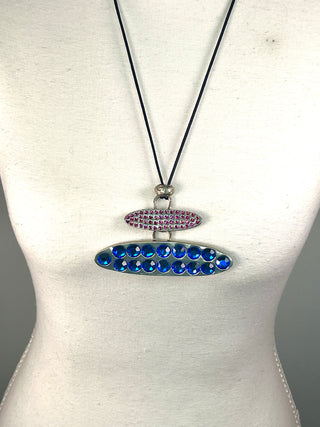 Vintage Todd Oldham Spring 1996 Signed & Dated Crystal Disc Pendant Necklace on Silk Cord