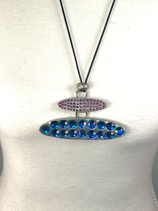 Vintage Todd Oldham Spring 1996 Signed & Dated Crystal Disc Pendant Necklace on Silk Cord