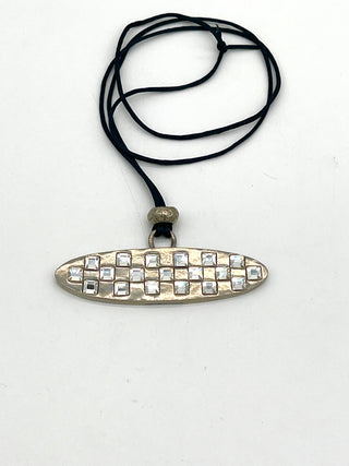 Vintage Todd Oldham Spring 1996 - Signed & Dated Single Crystal Disc Pendant Necklace on Silk Cord