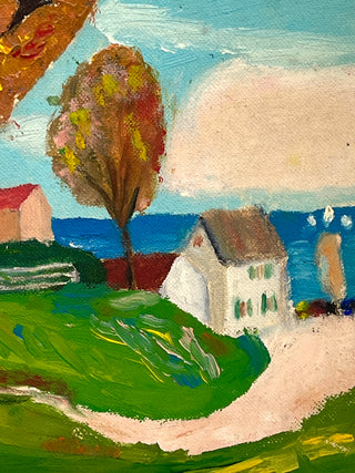 Todd Oldham Studio Collection - “Autumn House by the Water” — Found Impressionistic Landscape Painting