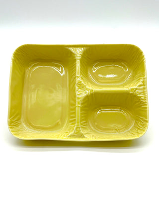 Todd Oldham Studio Collections - 2003 Lorena Barrezueta Chartreuse Porcelain Divided Take-Out Tray / Fine Porcelain Cast Utility Plate