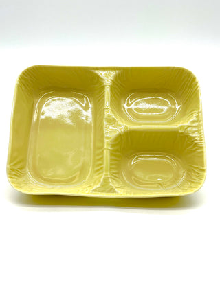 Todd Oldham Studio Collections - 2003 Lorena Barrezueta Chartreuse Porcelain Divided Take-Out Tray / Fine Porcelain Cast Utility Plate