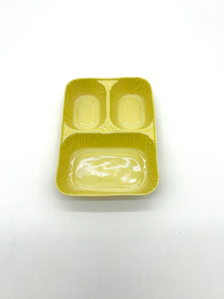 Todd Oldham Studio Collections - 2003 Lorena Barrezueta Chartreuse Porcelain Divided Take-Out Tray / Fine Porcelain Cast Utility Plate