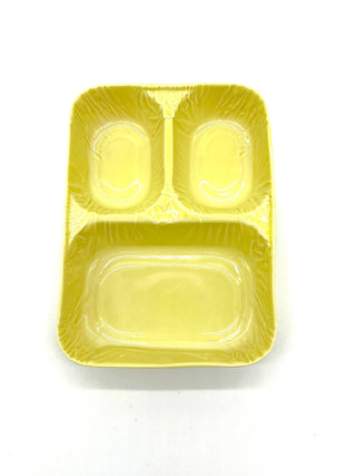 Todd Oldham Studio Collections - 2003 Lorena Barrezueta Chartreuse Porcelain Divided Take-Out Tray / Fine Porcelain Cast Utility Plate