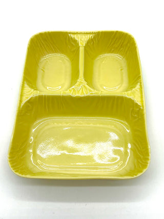 Todd Oldham Studio Collections - 2003 Lorena Barrezueta Chartreuse Porcelain Divided Take-Out Tray / Fine Porcelain Cast Utility Plate