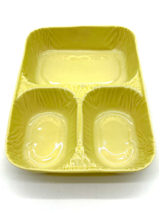 Todd Oldham Studio Collections - 2003 Lorena Barrezueta Chartreuse Porcelain Divided Take-Out Tray / Fine Porcelain Cast Utility Plate