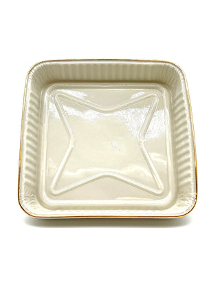 Todd Oldham Studio Collection - Lorena Barrezueta “Square Meal” White Porcelain Dish with Gold Trim