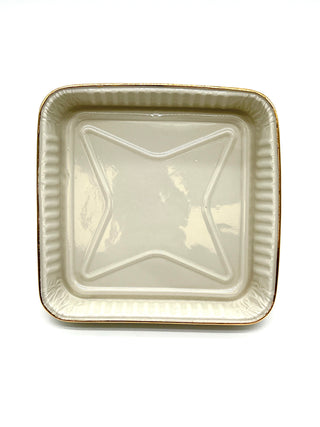 Todd Oldham Studio Collection - Lorena Barrezueta “Square Meal” White Porcelain Dish with Gold Trim