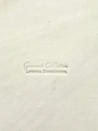 Todd Oldham Studio Collection - Lorena Barrezueta “Square Meal” White Porcelain Dish with Gold Trim