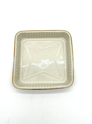 Todd Oldham Studio Collection - Lorena Barrezueta “Square Meal” White Porcelain Dish with Gold Trim