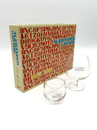 Signed Alexander Girard Monograph Paired With Two Rare Braniff Glass