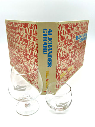 Signed Alexander Girard Monograph Paired With Two Rare Braniff Glass