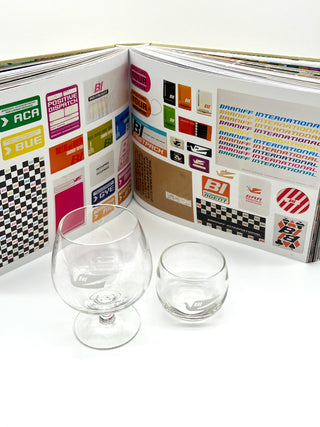 Signed Alexander Girard Monograph Paired With Two Rare Braniff Glass