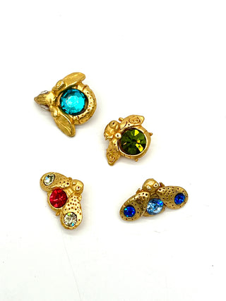 Set of 4 Vintage Todd Oldham 1990s “Fly Away” Bug Buttons — Hand-Cast 24kt Gold Plated