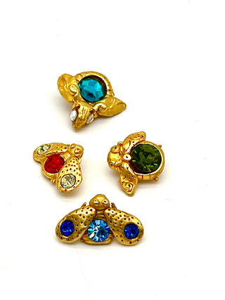 Set of 4 Vintage Todd Oldham 1990s “Fly Away” Bug Buttons — Hand-Cast 24kt Gold Plated