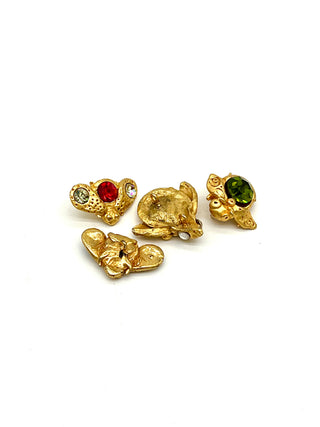Set of 4 Vintage Todd Oldham 1990s “Fly Away” Bug Buttons — Hand-Cast 24kt Gold Plated