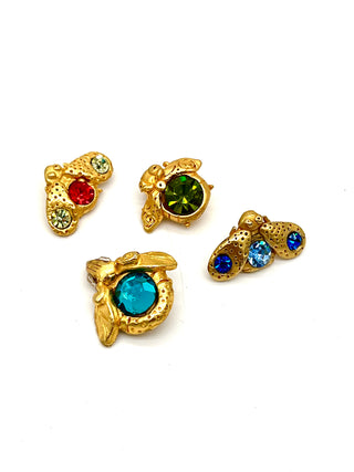 Set of 4 Vintage Todd Oldham 1990s “Fly Away” Bug Buttons — Hand-Cast 24kt Gold Plated