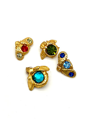 Set of 4 Vintage Todd Oldham 1990s “Fly Away” Bug Buttons — Hand-Cast 24kt Gold Plated