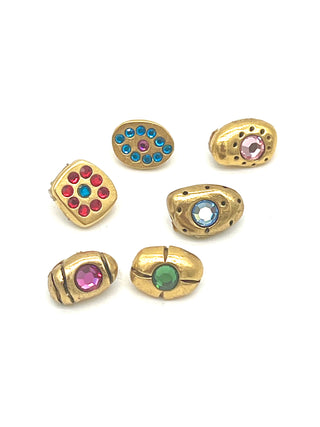 Set of 6 Vintage Todd Oldham 1995 Tiny Sparkling Buttons — Mixed Set Of 24kt Gold Plated