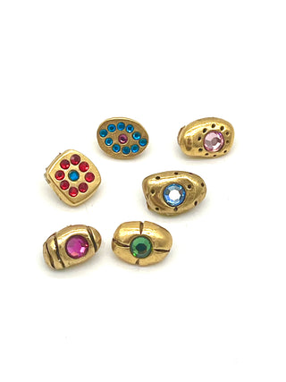 Set of 6 Vintage Todd Oldham 1995 Tiny Sparkling Buttons — Mixed Set Of 24kt Gold Plated