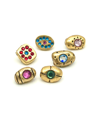Set of 6 Vintage Todd Oldham 1995 Tiny Sparkling Buttons — Mixed Set Of 24kt Gold Plated