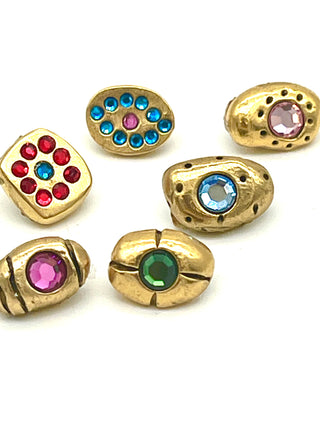 Set of 6 Vintage Todd Oldham 1995 Tiny Sparkling Buttons — Mixed Set Of 24kt Gold Plated