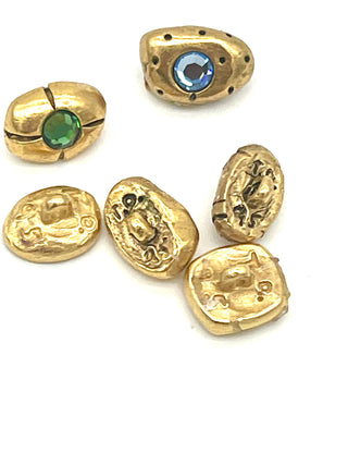 Set of 6 Vintage Todd Oldham 1995 Tiny Sparkling Buttons — Mixed Set Of 24kt Gold Plated