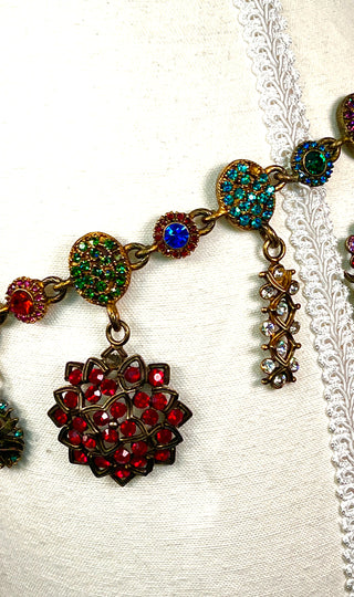 Vintage Todd Oldham Fall 1996 Runway Sample Swarovski Crystal Chain Belt – 24kt Gold Plated & Ebonized 1950s Jewelry Mold Medallion Belt