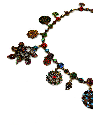 Vintage Todd Oldham Fall 1996 Runway Sample Swarovski Crystal Chain Belt – 24kt Gold Plated & Ebonized 1950s Jewelry Mold Medallion Belt