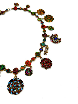 Vintage Todd Oldham Fall 1996 Runway Sample Swarovski Crystal Chain Belt – 24kt Gold Plated & Ebonized 1950s Jewelry Mold Medallion Belt