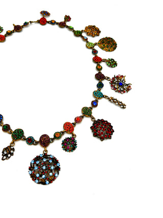 Vintage Todd Oldham Fall 1996 Runway Sample Swarovski Crystal Chain Belt – 24kt Gold Plated & Ebonized 1950s Jewelry Mold Medallion Belt