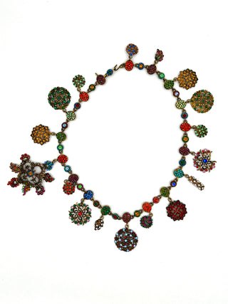 Vintage Todd Oldham Fall 1996 Runway Sample Swarovski Crystal Chain Belt – 24kt Gold Plated & Ebonized 1950s Jewelry Mold Medallion Belt