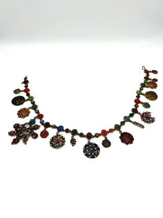 Vintage Todd Oldham Fall 1996 Runway Sample Swarovski Crystal Chain Belt – 24kt Gold Plated & Ebonized 1950s Jewelry Mold Medallion Belt